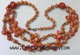 CGN688 23.5 inches chinese crystal & coral beaded necklaces