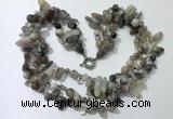 CGN713 22 inches fashion 3 rows grey agate beaded necklaces