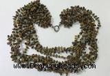 CGN747 19.5 inches stylish 8 rows yellow tiger eye chips necklaces