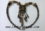 CGN816 19.5 inches chinese crystal & yellow tiger eye statement necklaces