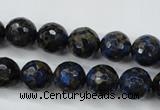 CGO174 15.5 inches 12mm faceted round gold blue color stone beads