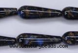 CGO190 15.5 inches 12*40mm teardrop gold blue color stone beads