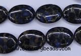 CGO206 15.5 inches 10*14mm oval gold blue color stone beads