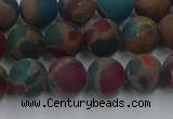 CGO267 15.5 inches 8mm round matte gold multi-color stone beads