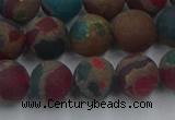 CGO268 15.5 inches 10mm round matte gold multi-color stone beads