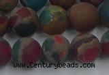 CGO269 15.5 inches 12mm round matte gold multi-color stone beads