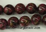 CGO58 15.5 inches 18mm round gold red color stone beads