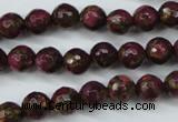 CGO62 15.5 inches 6mm faceted round gold red color stone beads