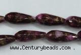 CGO82 15.5 inches 8*20mm faceted teardrop gold red color stone beads