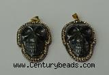 CGP159 25*35mm skull hematite gemstone pendants wholesale