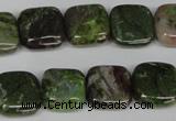 CGR32 15.5 inches 10*10mm square green rain forest stone beads