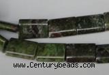 CGR35 15.5 inches 10*14mm flat tube green rain forest stone beads