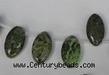 CGR40 Top-drilled 10*18mm marquise green rain forest stone beads