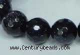 CGS110 15.5 inches 18mm faceted round blue goldstone beads wholesale