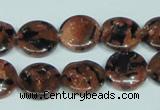 CGS208 15.5 inches 14mm flat round blue & brown goldstone beads wholesale