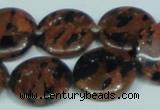 CGS210 15.5 inches 20mm flat round blue & brown goldstone beads wholesale