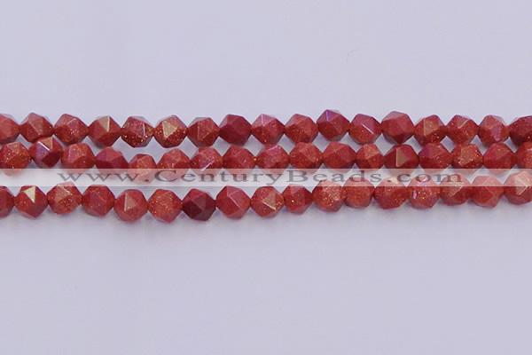 CGS452 15.5 inches 8mm faceted nuggets goldstone beads wholesale