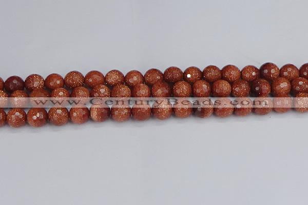 CGS473 15.5 inches 10mm faceted round goldstone beads wholesale