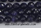 CGS479 15.5 inches 6mm faceted round blue goldstone beads