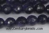 CGS480 15.5 inches 8mm faceted round blue goldstone beads