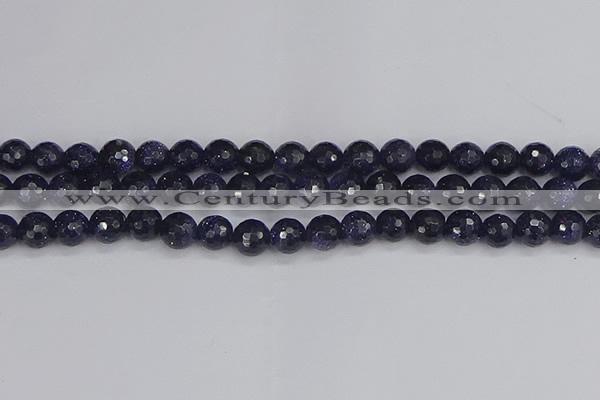 CGS480 15.5 inches 8mm faceted round blue goldstone beads