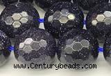 CGS496 15 inches 8mm faceted round blue goldstone beads