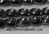 CHE160 15.5 inches 5*8mm twisted rice hematite beads