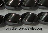 CHE163 15.5 inches 8*12mm twisted rice hematite beads