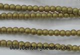 CHE419 15.5 inches 2mm round matte plated hematite beads wholesale