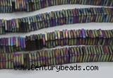 CHE630 15.5 inches 1*3*3mm square matte plated hematite beads