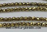 CHE692 15.5 inches 2mm faceted round plated hematite beads