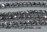 CHE700 15.5 inches 3mm faceted round plated hematite beads