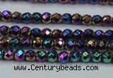 CHE706 15.5 inches 3mm faceted round plated hematite beads