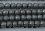 CHE720 15.5 inches 4mm round matte plated hematite beads wholesale