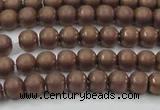 CHE723 15.5 inches 4mm round matte plated hematite beads wholesale