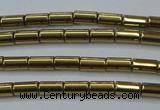 CHE761 15.5 inches 2*4mm tube plated hematite beads wholesale