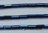 CHE911 15.5 inches 2*4mm faceted tube plated hematite beads wholesale