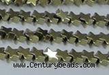 CHE937 15.5 inches 4mm star plated hematite beads wholesale