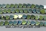 CHE994 15.5 inches 4*4mm heart plated hematite beads wholesale