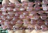 CHG302 15 inches 12mm faceted heart strawberry quartz beads