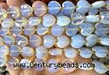 CHG307 15 inches 12mm faceted heart opalite beads wholesale
