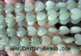 CHG309 15 inches 12mm faceted heart green aventurine jade beads