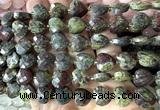 CHG315 15 inches 12mm faceted heart dragon blood jasper beads