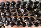 CHG320 15 inches 12mm faceted heart black obsidian beads