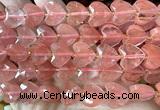 CHG354 15 inches 14mm faceted heart cherry quartz beads