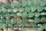 CHG359 15 inches 14mm faceted heart green aventurine jade beads