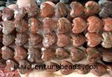 CHG364 15 inches 14mm faceted heart red sesame jasper beads