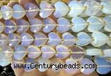 CHG371 15 inches 14mm faceted heart opalite beads wholesale