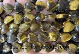 CHG375 15 inches 14mm faceted heart yellow tiger eye beads