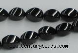 CJB15 16 inches 8*12mm twisted rice natural jet gemstone beads wholesale